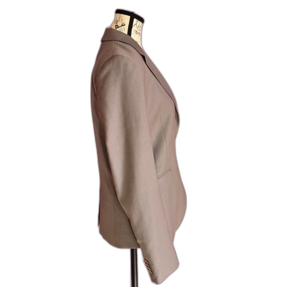 Theory neutral wool one button front blazer career staple Sz 6 - Picture 5 of 11